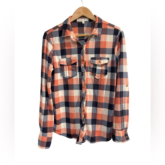 Eden & Olivia Tops - Eden & Olivia Plaid Long Sleeve Button Up Shirt Size Large EUC